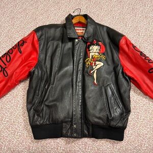 Betty Boop Black and Red Leather Jacket